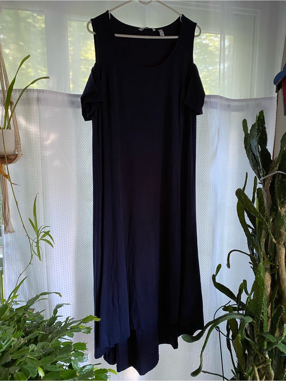 Navy Cold Shoulder Midi cotton knit Dress size large